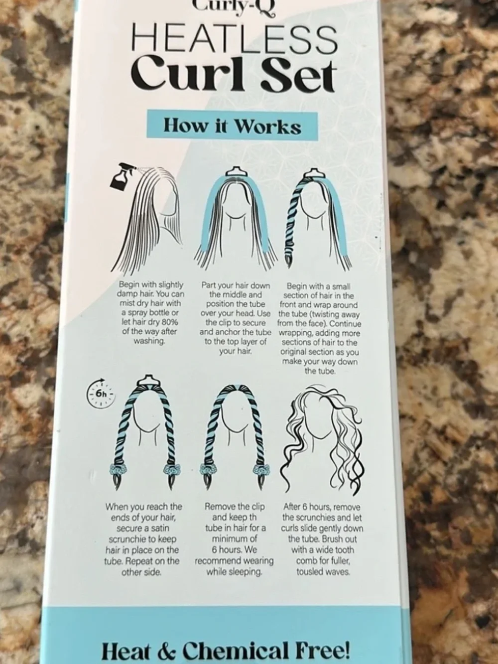 Curly-Q Heatless Curl Set Light Blue NIB